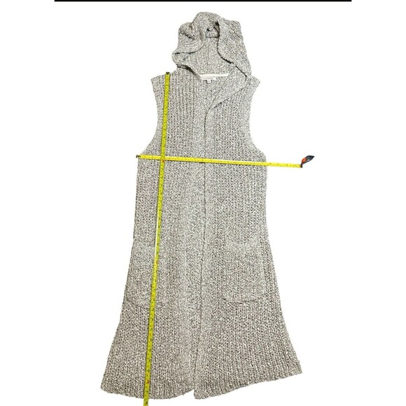 Skies Are Blue Women’s Oatmeal Color Sleeveless Cardigan With Hood Small Boho - Picture 4 of 6